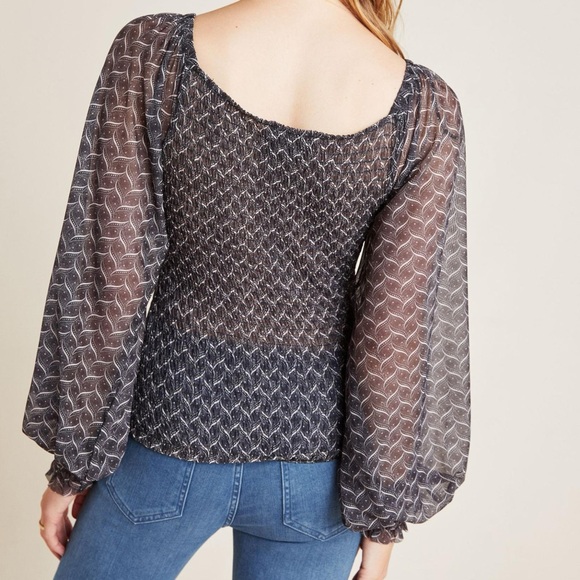 NWT ANTHROPOLOGIE Black Rouen Top Size XS - Picture 3 of 11